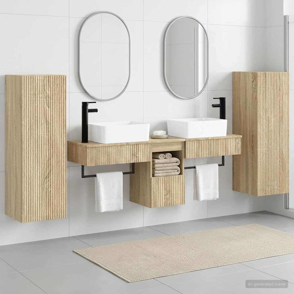 Badkamermeubelset 5 st Sonoma Eiken 33 x 34,5 x 100 cm is nu te koop bij PeponiXL, paradijselijk wonen!