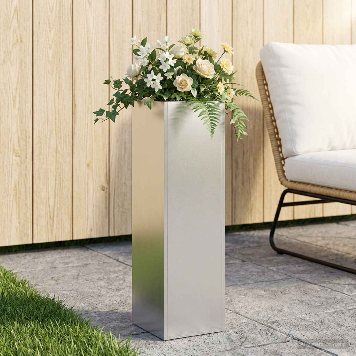 Plantenbak zilver 20 x 20 x 75 cm Roestvrij staal is nu te koop bij PeponiXL, paradijselijk wonen!