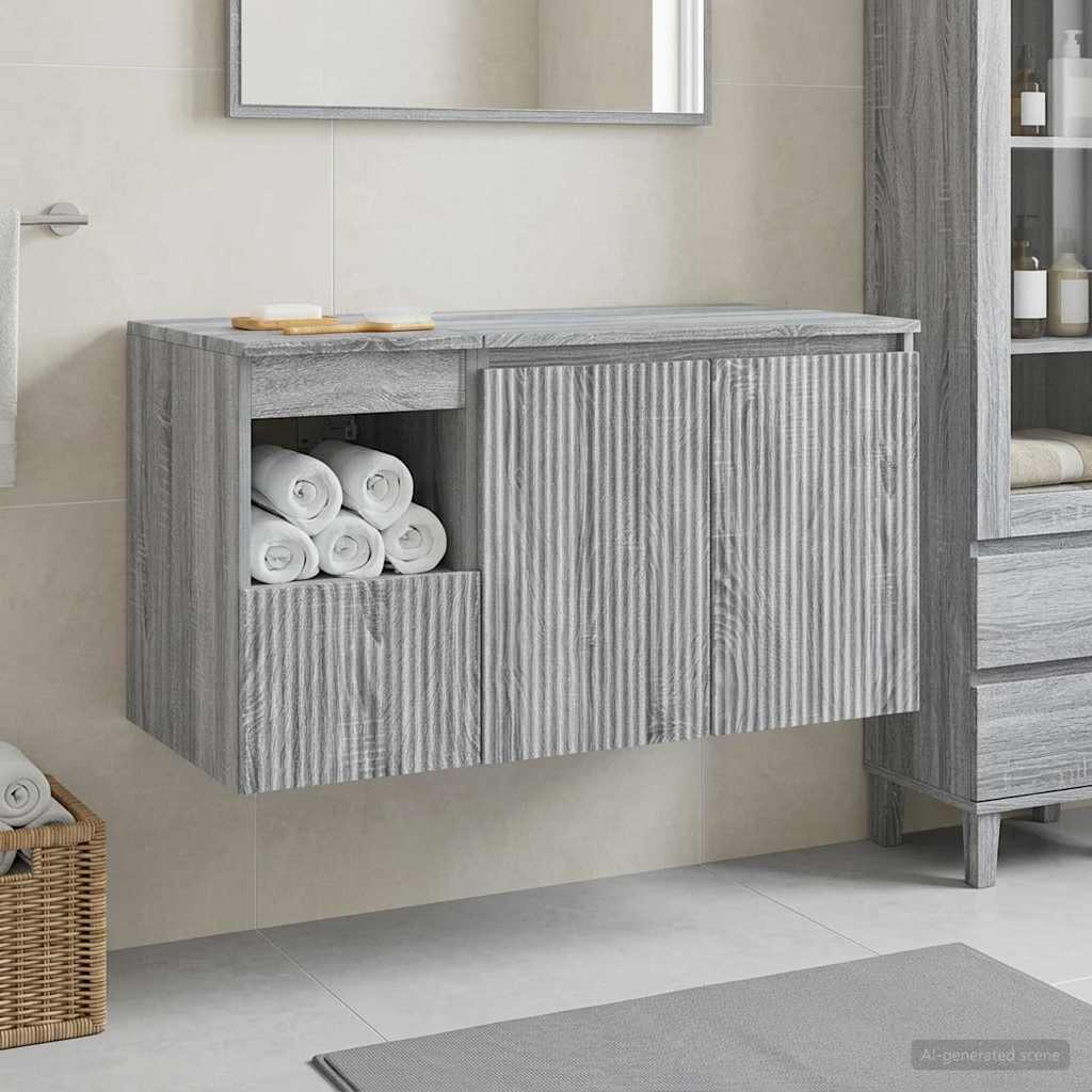 Badkamermeubelset 2 st Grijs Sonoma Bewerkt hout is nu te koop bij PeponiXL, paradijselijk wonen!