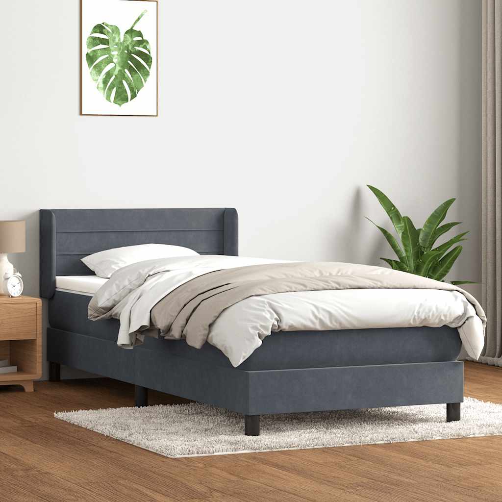 Boxspring met matras fluweel donkergrijs 80x210 cm is nu te koop bij PeponiXL, paradijselijk wonen!