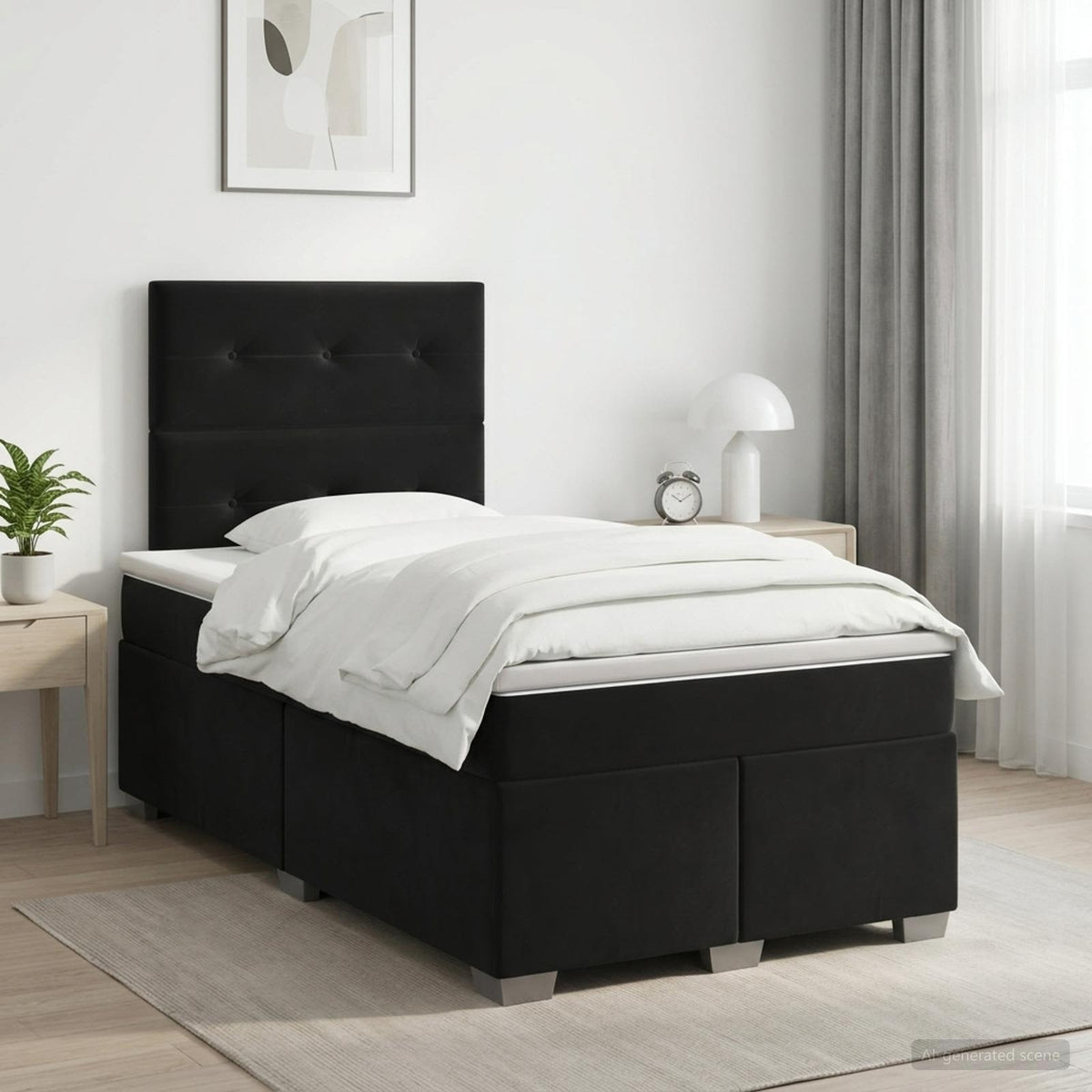 Boxspringbed met matras Zwart 120 x 190 cm Fluweel is nu te koop bij PeponiXL, paradijselijk wonen!