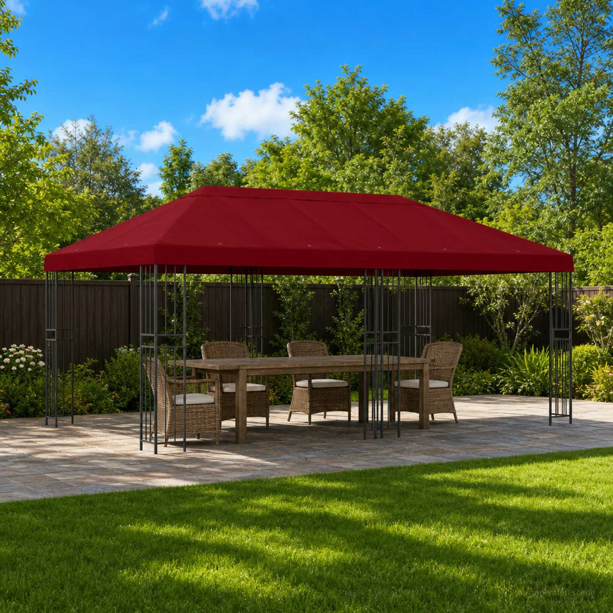 Paviljoen met zijwanden 6 x 3 m Bordeauxrood Polyester en staal is nu te koop bij PeponiXL, paradijselijk wonen!