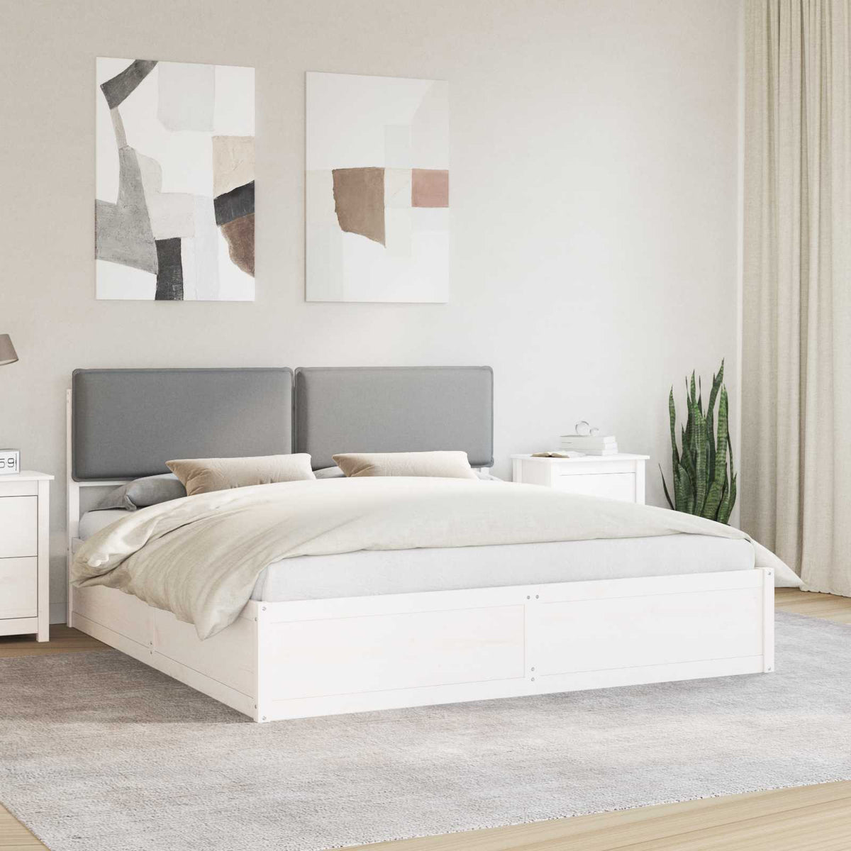 Bedframe met Gevoerd Hoofdgedeelte Lichtgrijs 200 x 200 cm is nu te koop bij PeponiXL, paradijselijk wonen!
