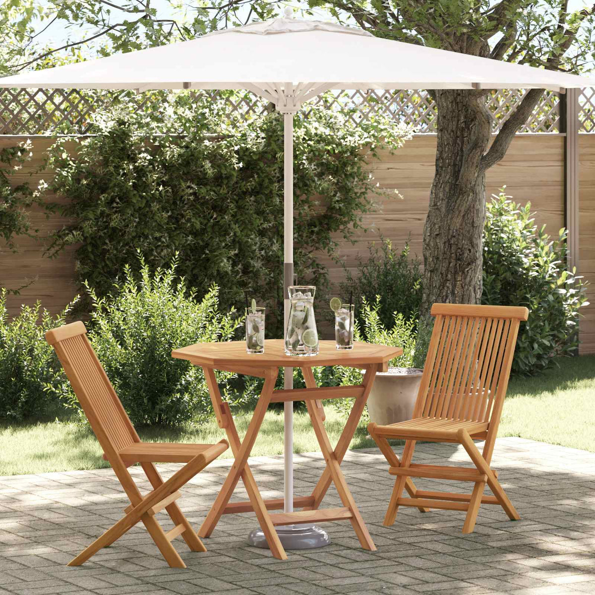 Tuin eettafelset 3 pcs Bruin Massief Acaciahout is nu te koop bij PeponiXL, paradijselijk wonen!