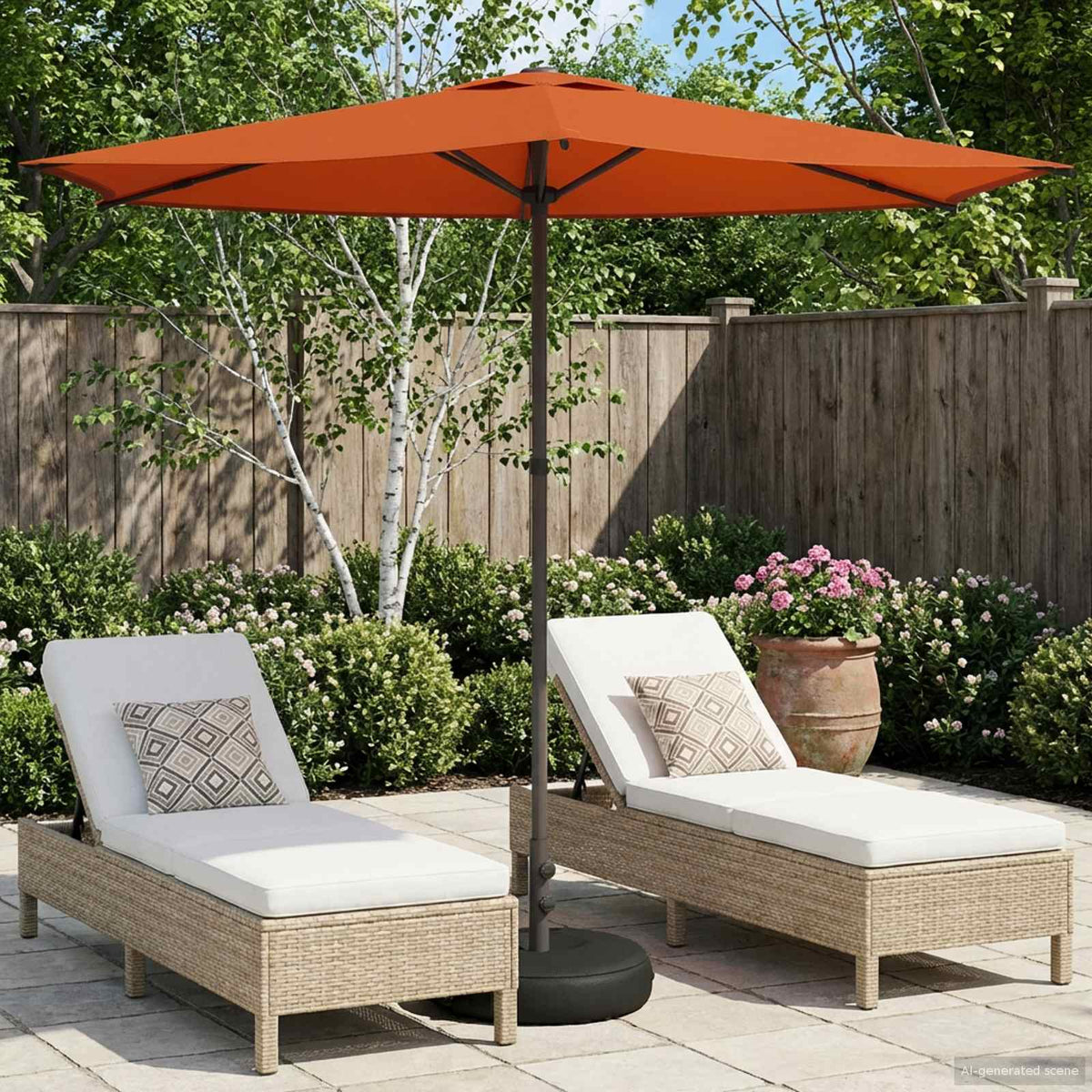 Tuinparasol met Basis 270 x 270 cm Polyester Rechthoekig is nu te koop bij PeponiXL, paradijselijk wonen!