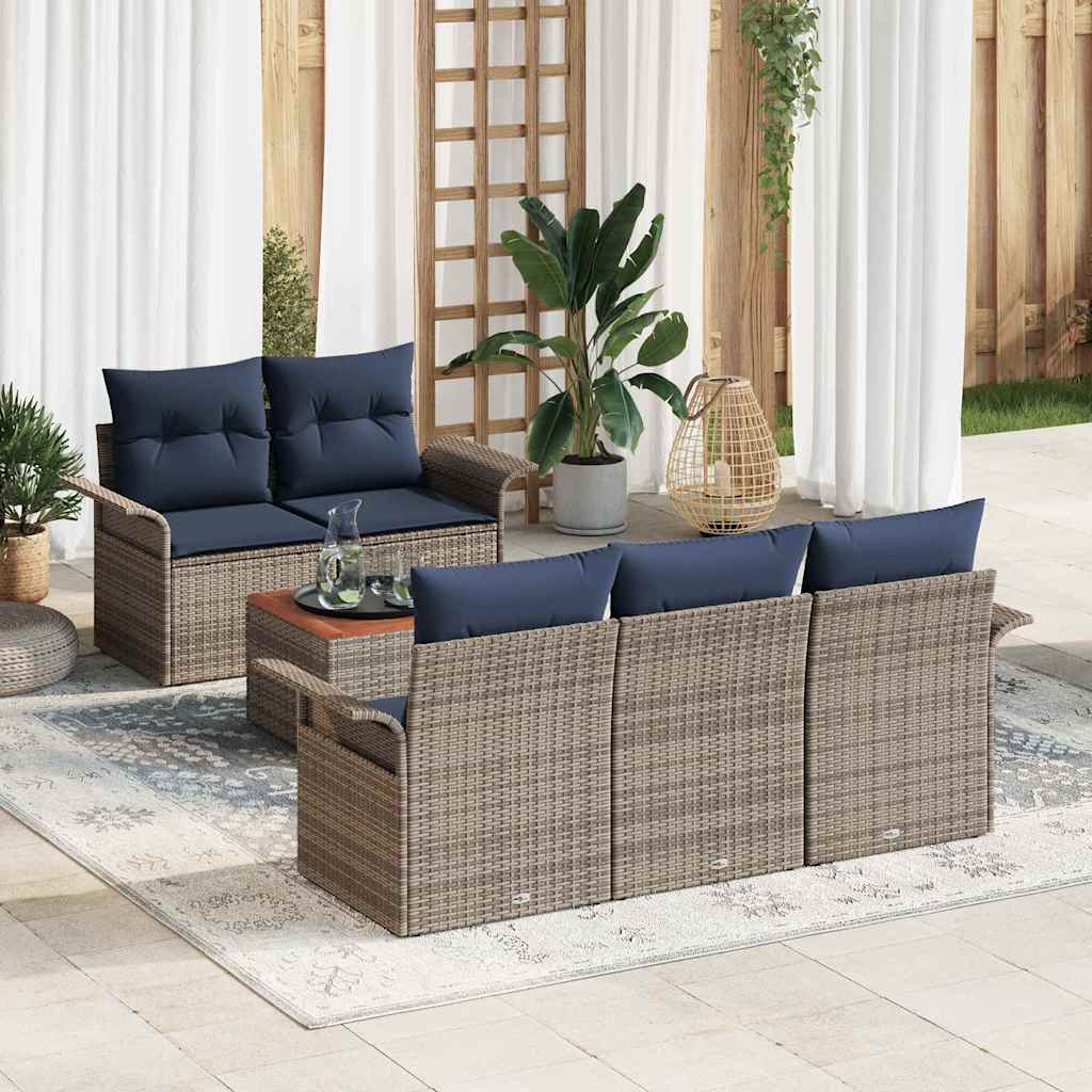 Tuinbankenset met kussen 6 pcs Grijs poly rattan is nu te koop bij PeponiXL, paradijselijk wonen!