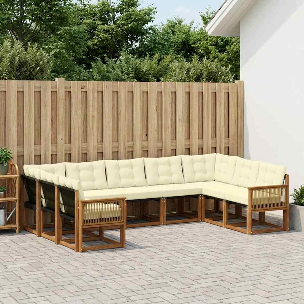 Buiten bankenset met kussen 9 pcs Natuurlijk en Crème is nu te koop bij PeponiXL, paradijselijk wonen!