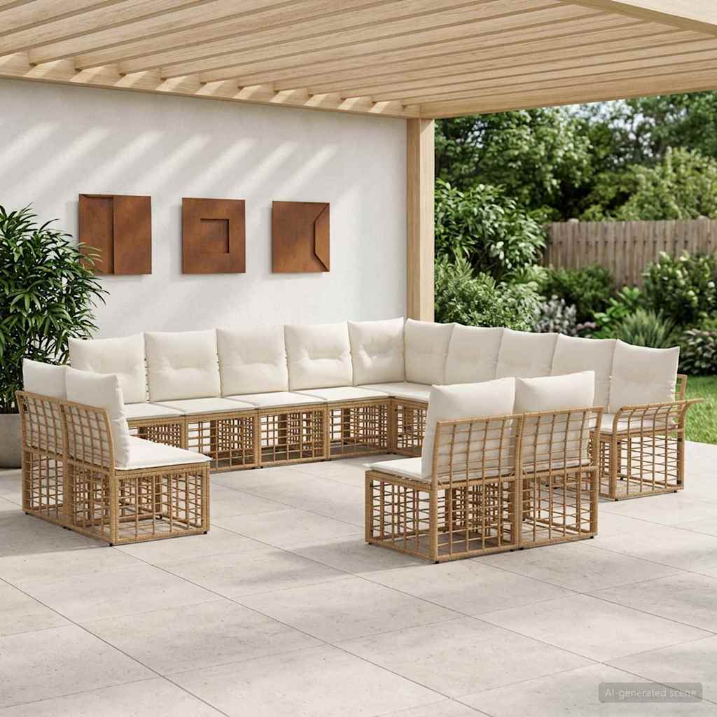 Buiten bankenset 13 pcs Natuurlijk en Crème Wit Polyester is nu te koop bij PeponiXL, paradijselijk wonen!
