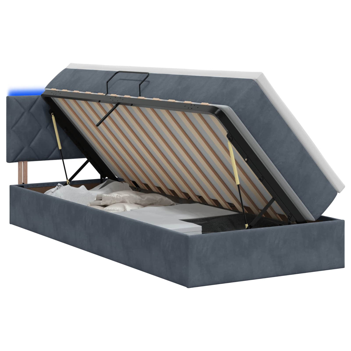 LED Opslagbed met Matras Donkergrijs 90 x 190 cm Fluweel is nu te koop bij PeponiXL, paradijselijk wonen!