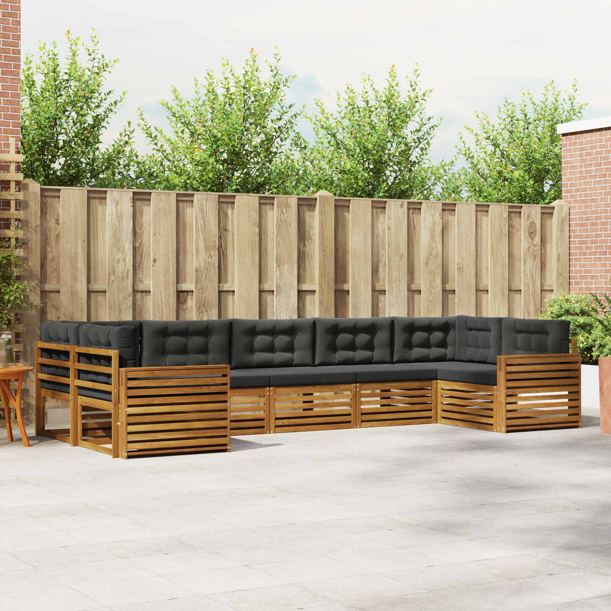 Buiten bankenset met kussen 7 pcs Natuurlijk en Antraciet is nu te koop bij PeponiXL, paradijselijk wonen!