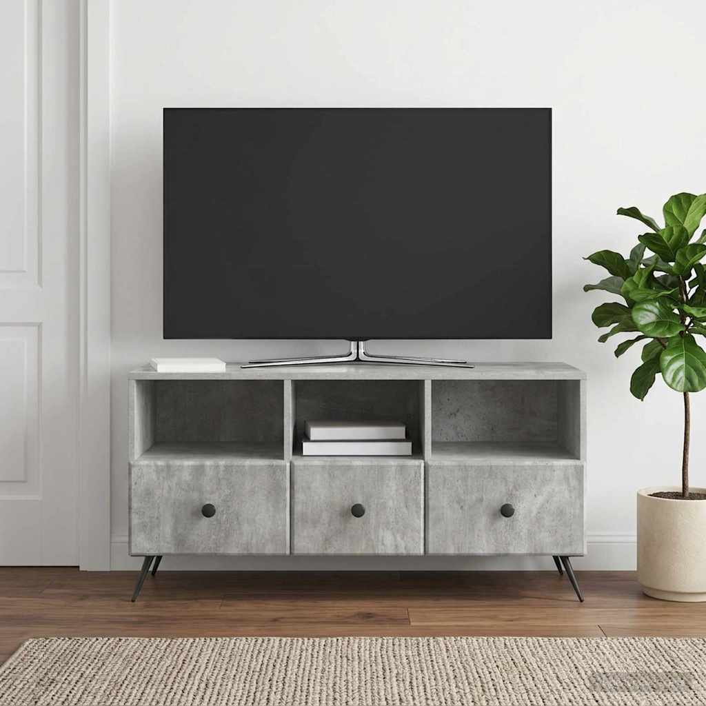 TV-kast met lade Betongrijs 102 x 34,5 x 50 cm Bewerkt hout is nu te koop bij PeponiXL, paradijselijk wonen!