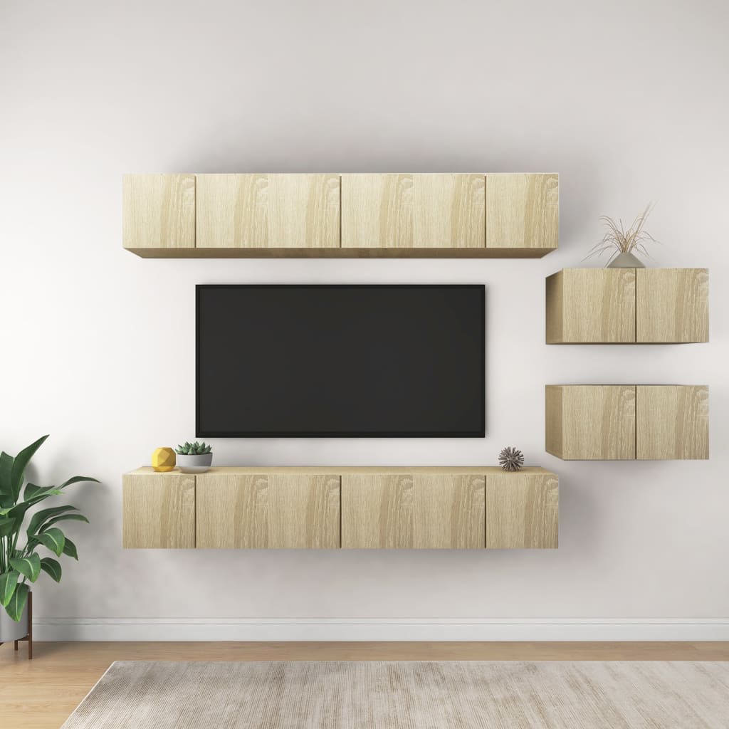 Tv-meubelen 8 st bewerkt hout sonoma eikenkleurig is nu te koop bij PeponiXL, paradijselijk wonen!