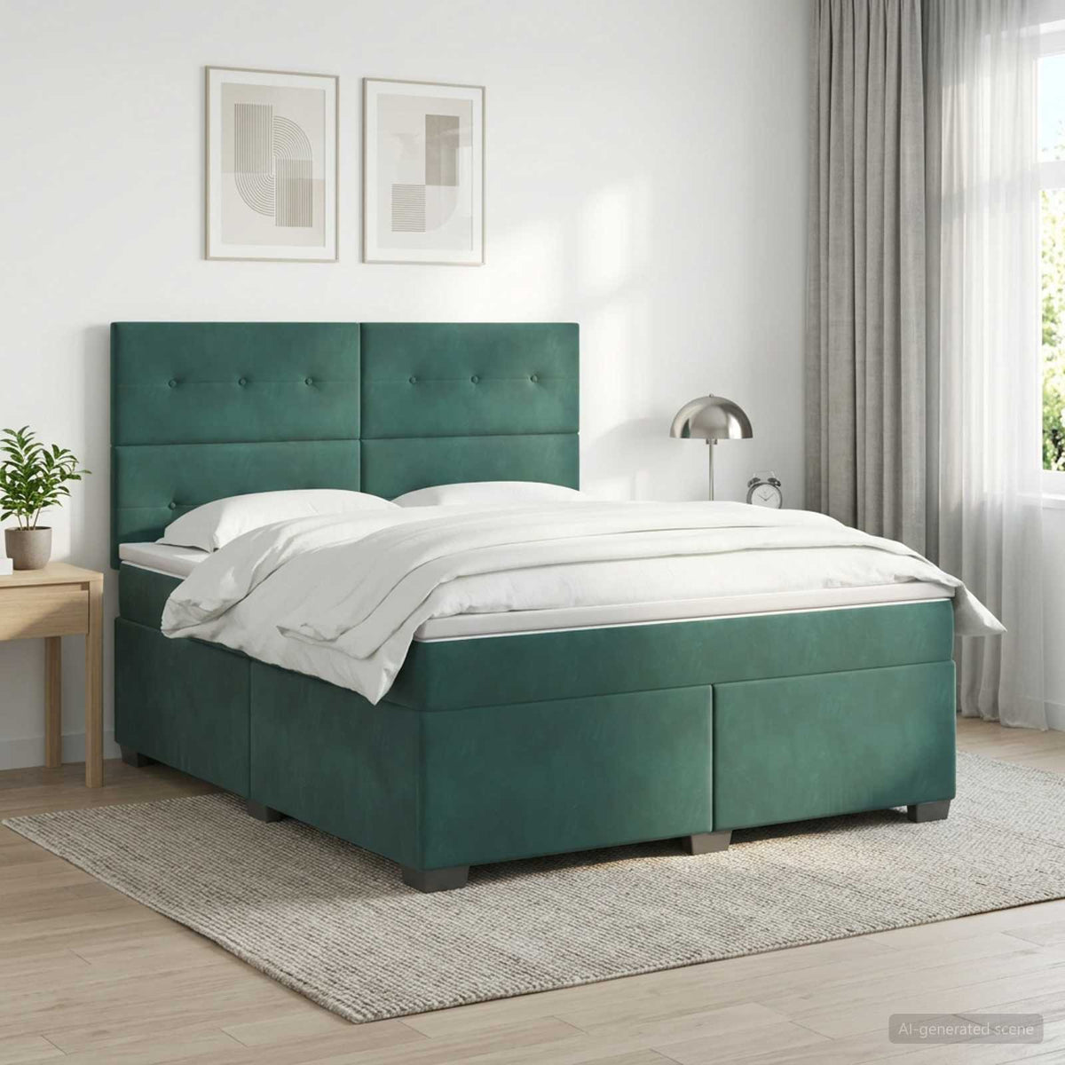 Boxspringbed met matras Donkergroen 140 x 200 cm Fluweel is nu te koop bij PeponiXL, paradijselijk wonen!