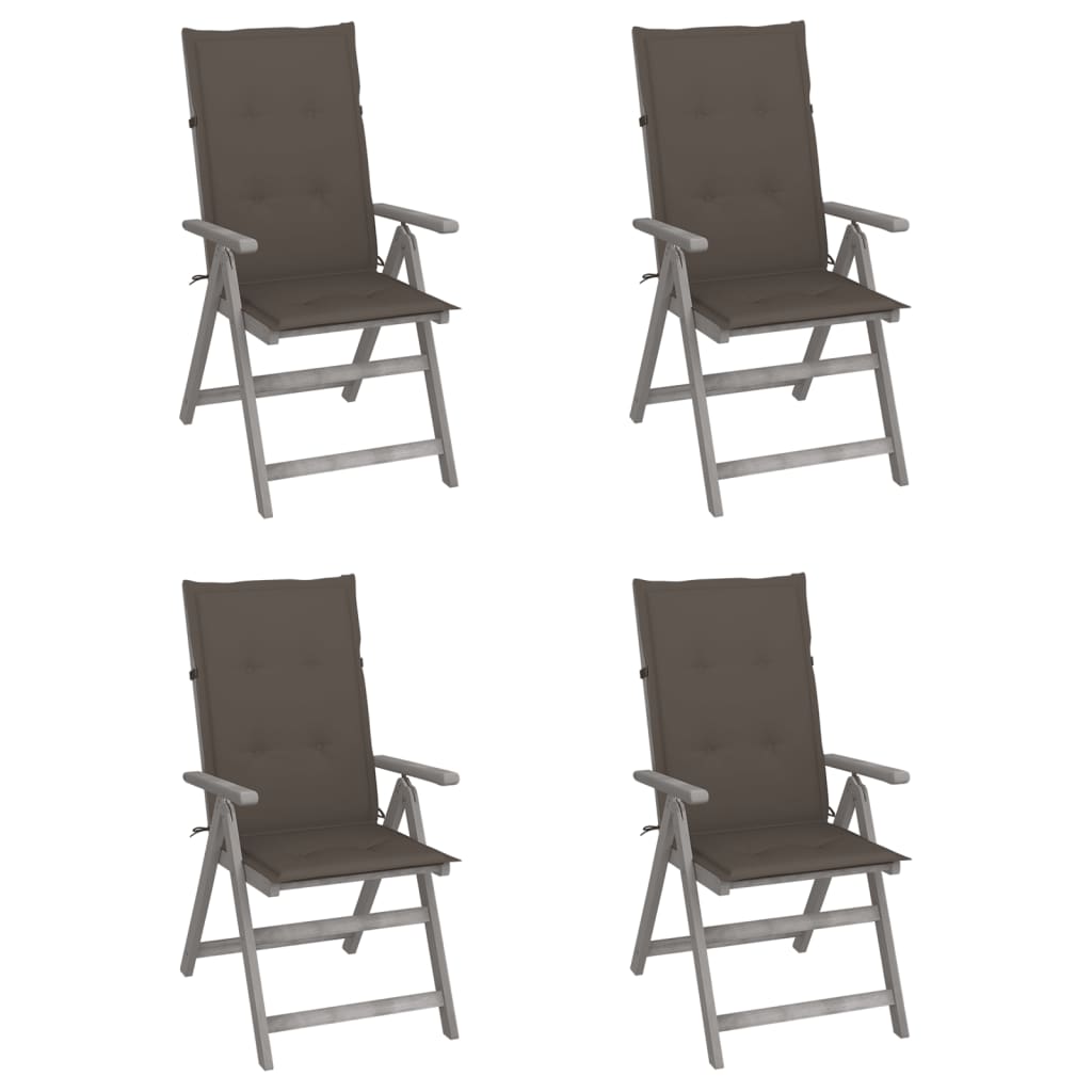 Tuinstoelen 4 st verstelbaar met kussens massief acaciahout is nu te koop bij PeponiXL, paradijselijk wonen!