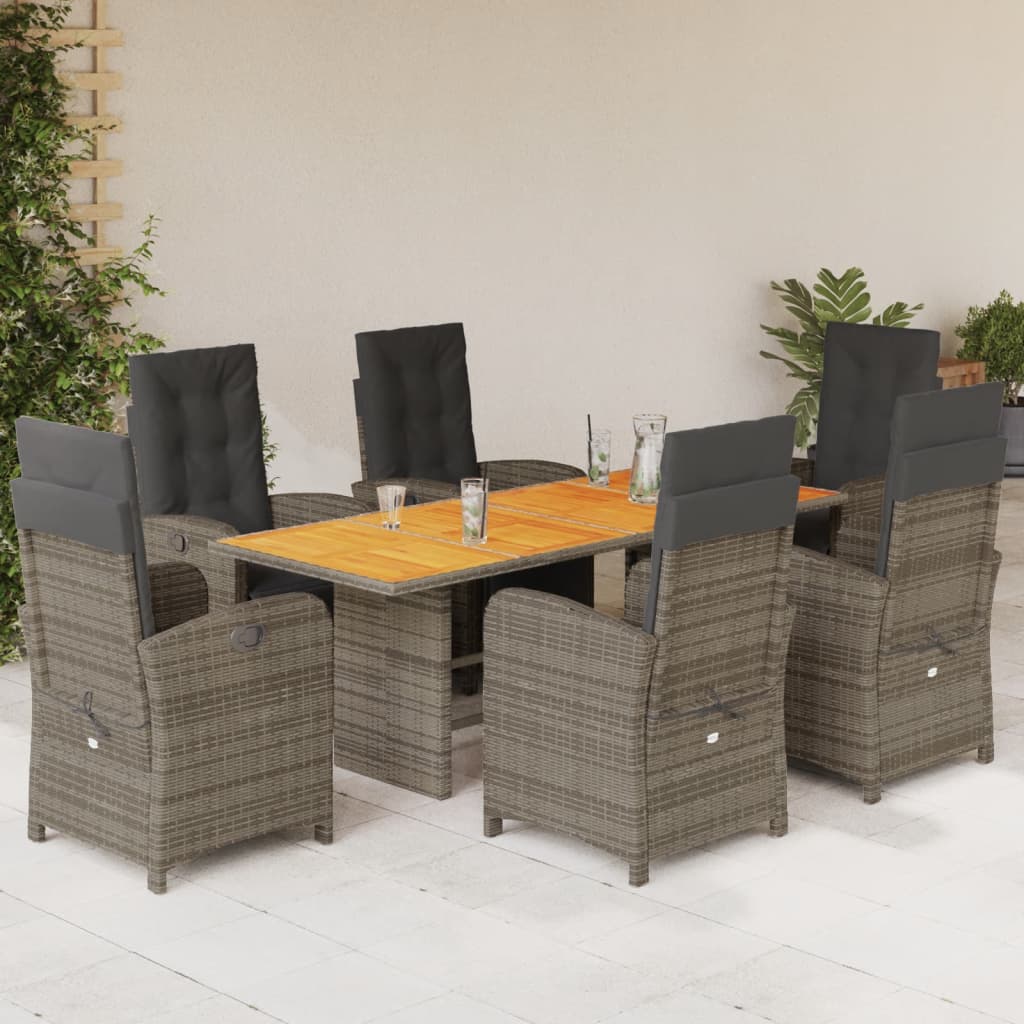 7-delige Tuinset met kussens poly rattan grijs is nu te koop bij PeponiXL, paradijselijk wonen!