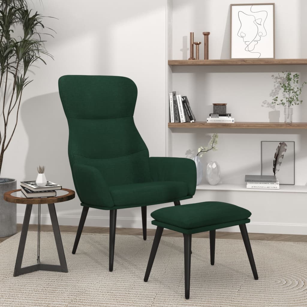 Relaxstoel met voetenbank stof donkergroen is nu te koop bij PeponiXL, paradijselijk wonen!