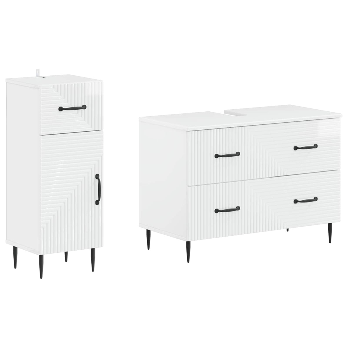 2-delige Badkamerkast Set HAARLEM Hoogglans Wit Bewerkt hout is nu te koop bij PeponiXL, paradijselijk wonen!