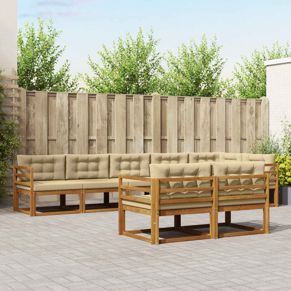 Buiten bankenset met kussen 8 pcs Natuurlijk en Beige is nu te koop bij PeponiXL, paradijselijk wonen!