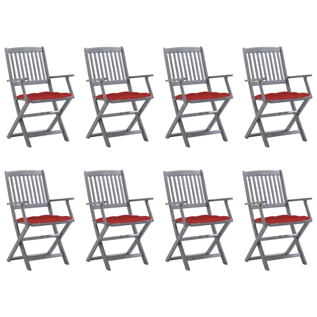 Tuinstoelen 8 st inklapbaar met kussens massief acaciahout is nu te koop bij PeponiXL, paradijselijk wonen!