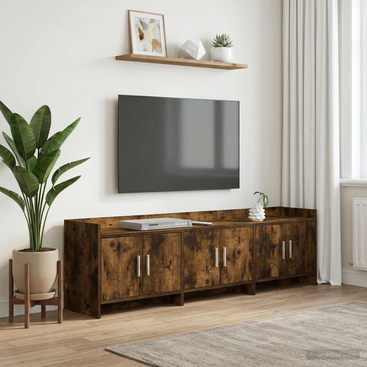 TV-kast 168 x 33 x 47 cm Gerookt eiken Bewerkt hout is nu te koop bij PeponiXL, paradijselijk wonen!