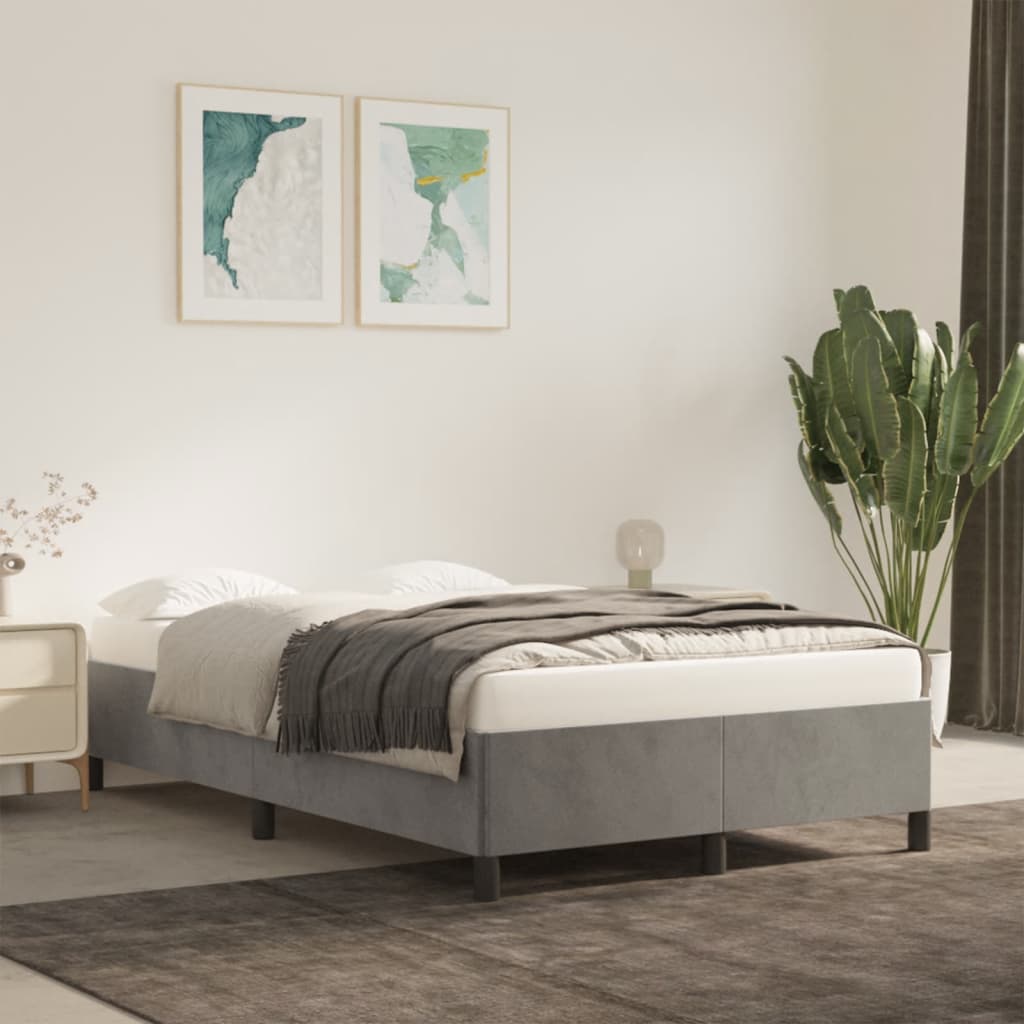 Bedframe zonder matras 120x190 cm fluweel lichtgrijs is nu te koop bij PeponiXL, paradijselijk wonen!