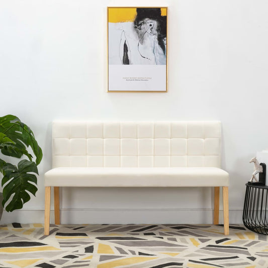 Bankje 140 cm fluweel crèmekleurig is nu te koop bij PeponiXL, paradijselijk wonen!