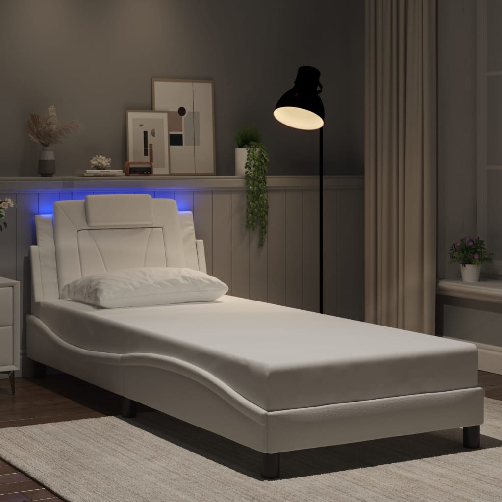 Bedframe "Viana" met LED zonder matras wit 90x190 cm is nu te koop bij PeponiXL, paradijselijk wonen!