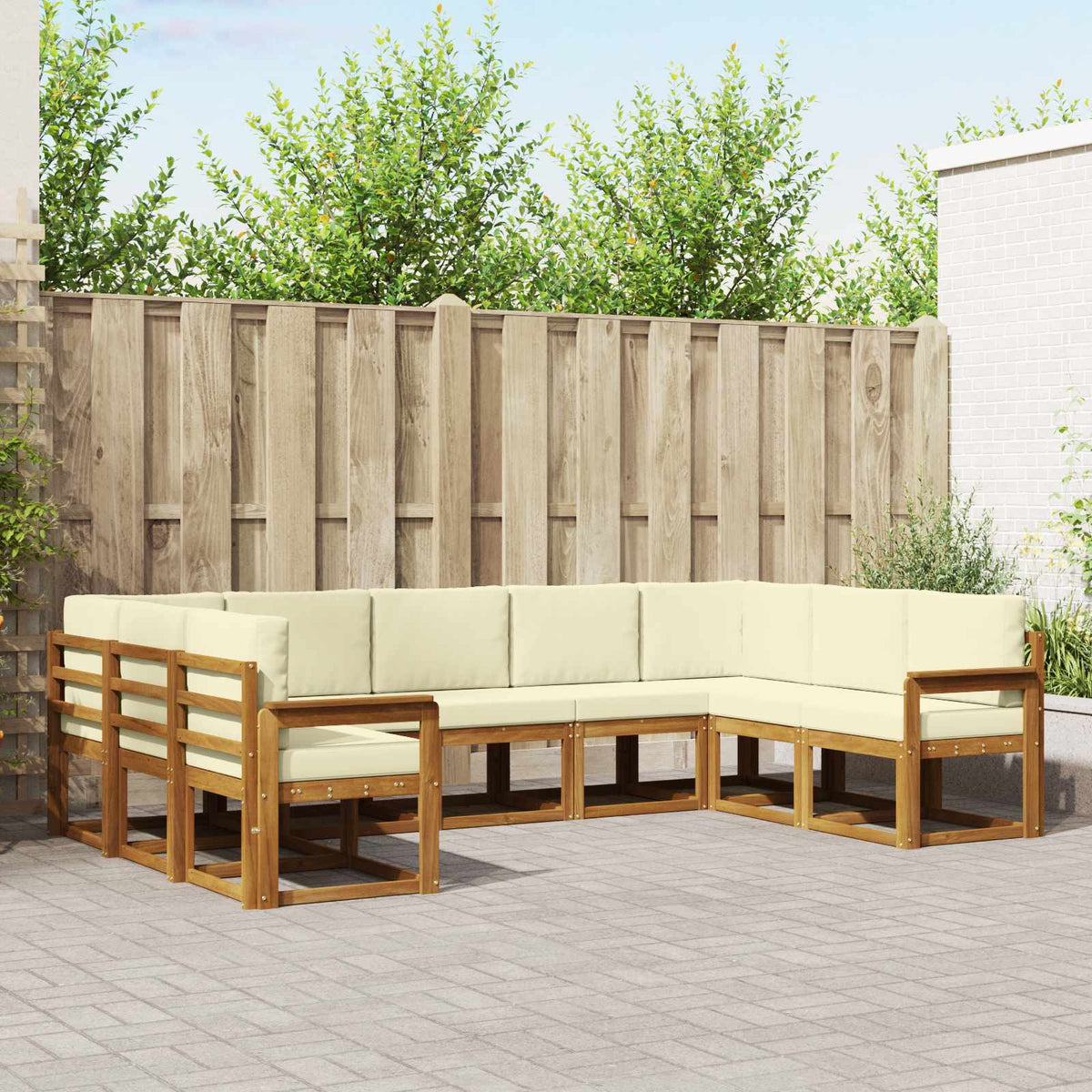 Buiten bankenset met kussen 9 pcs Natuurlijk en Crème is nu te koop bij PeponiXL, paradijselijk wonen!