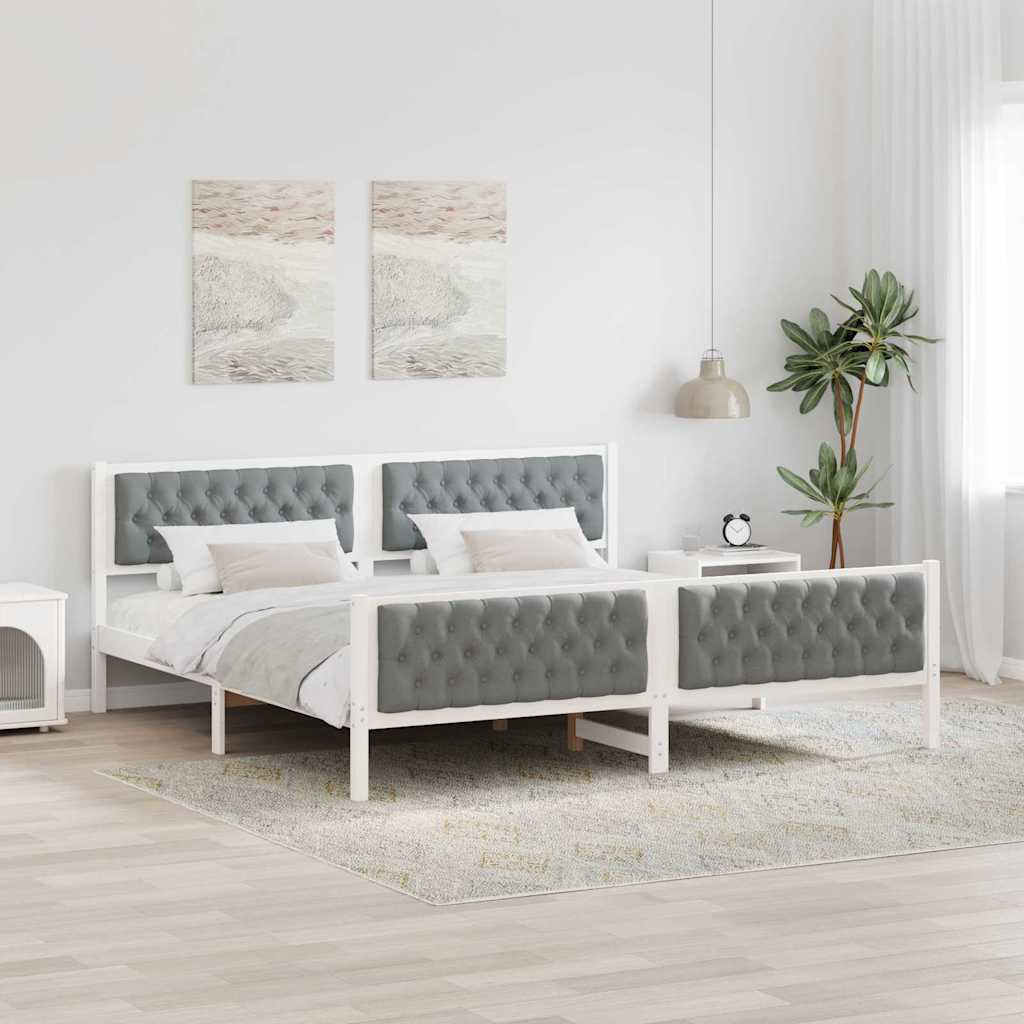 Bedframe Lichtgrijs 200 x 200 cm Massief grenenhout is nu te koop bij PeponiXL, paradijselijk wonen!