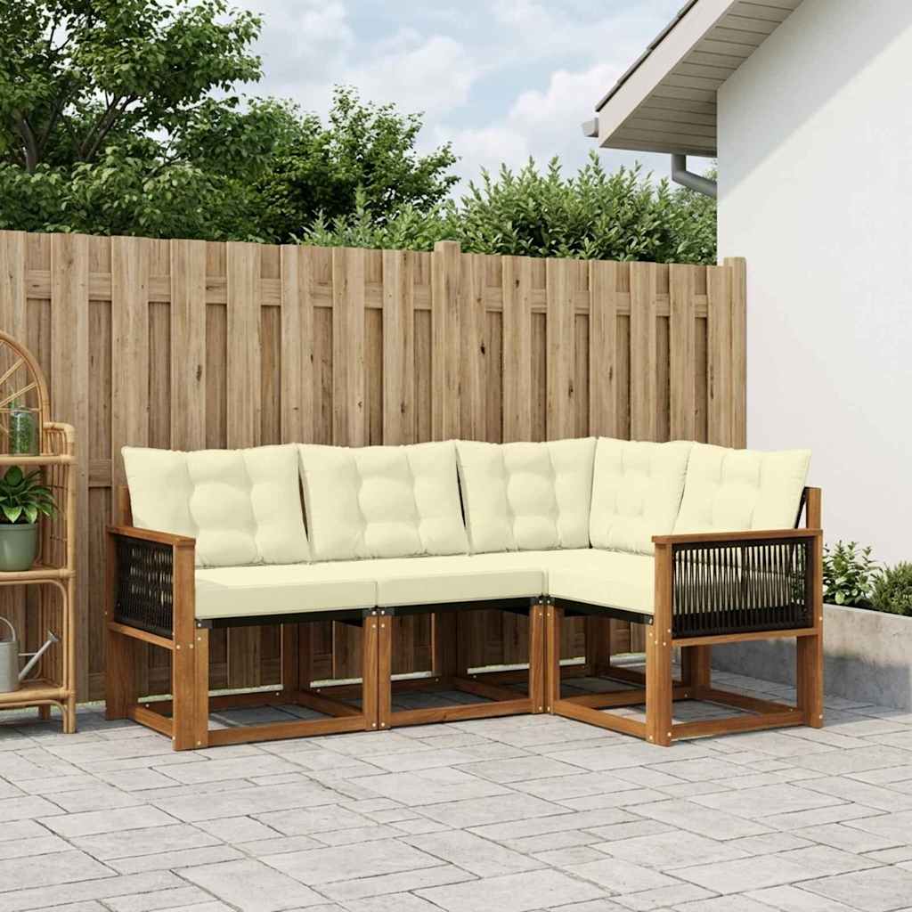 Buiten bankenset met kussen 4 pcs Natuurlijk en Crème is nu te koop bij PeponiXL, paradijselijk wonen!