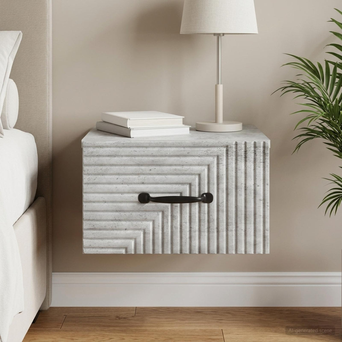 Wandbeugel Bedkast Betongrijs 34,5 x 33 x 20 cm Bewerkt hout is nu te koop bij PeponiXL, paradijselijk wonen!