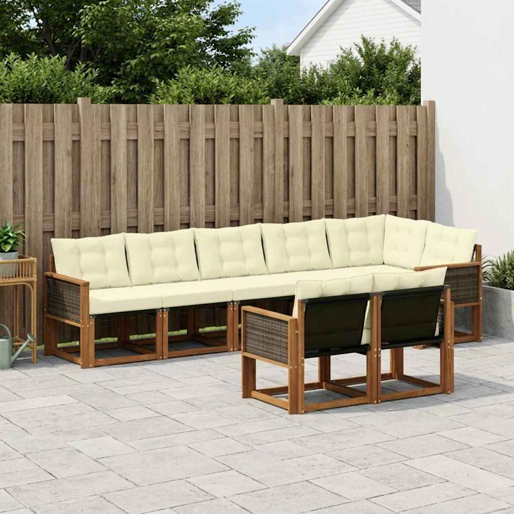 Buiten bankenset met kussen 8 pcs Natuurlijk en Crème is nu te koop bij PeponiXL, paradijselijk wonen!