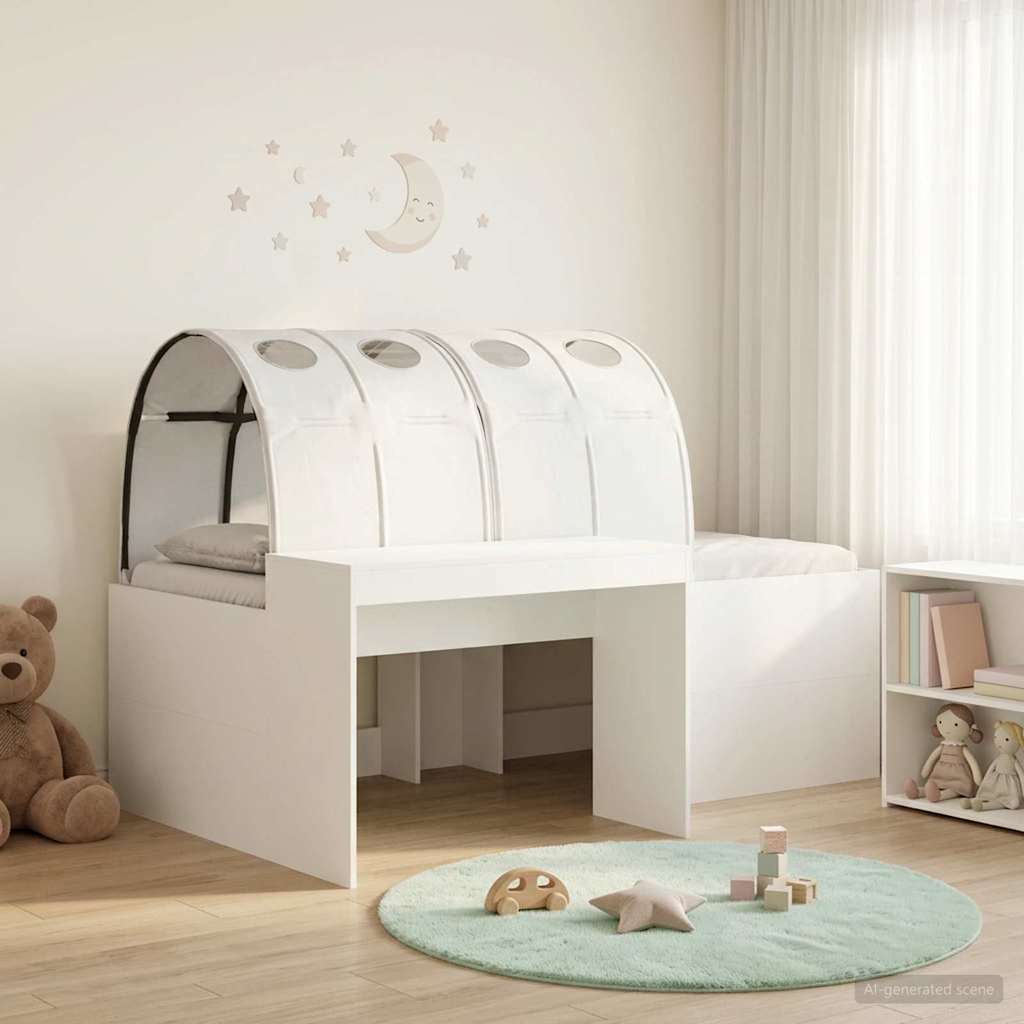 Bed met Tunnel 3 st Wit Bewerkt hout is nu te koop bij PeponiXL, paradijselijk wonen!