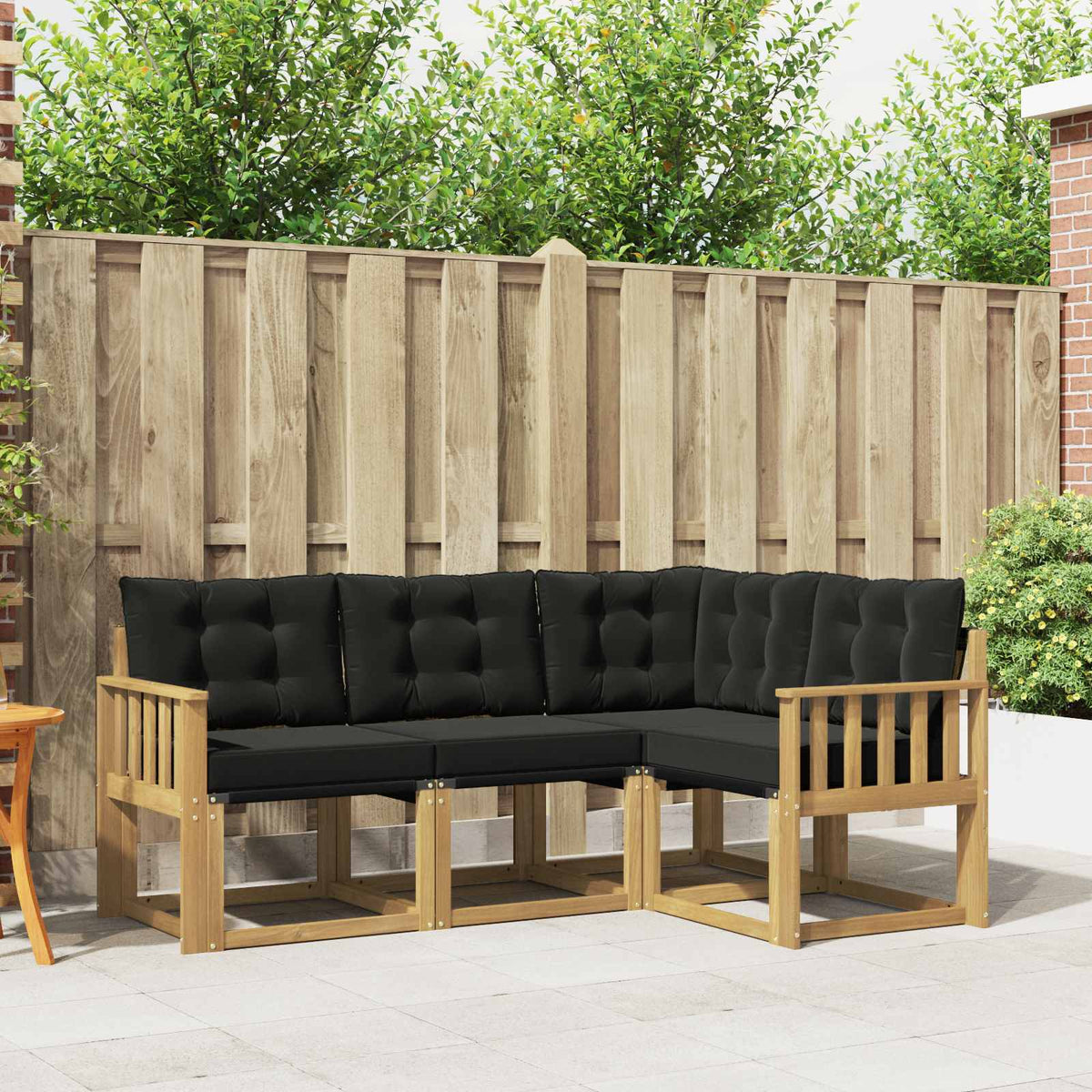 Buiten bankenset met kussen 4 pcs Wit en zwart is nu te koop bij PeponiXL, paradijselijk wonen!