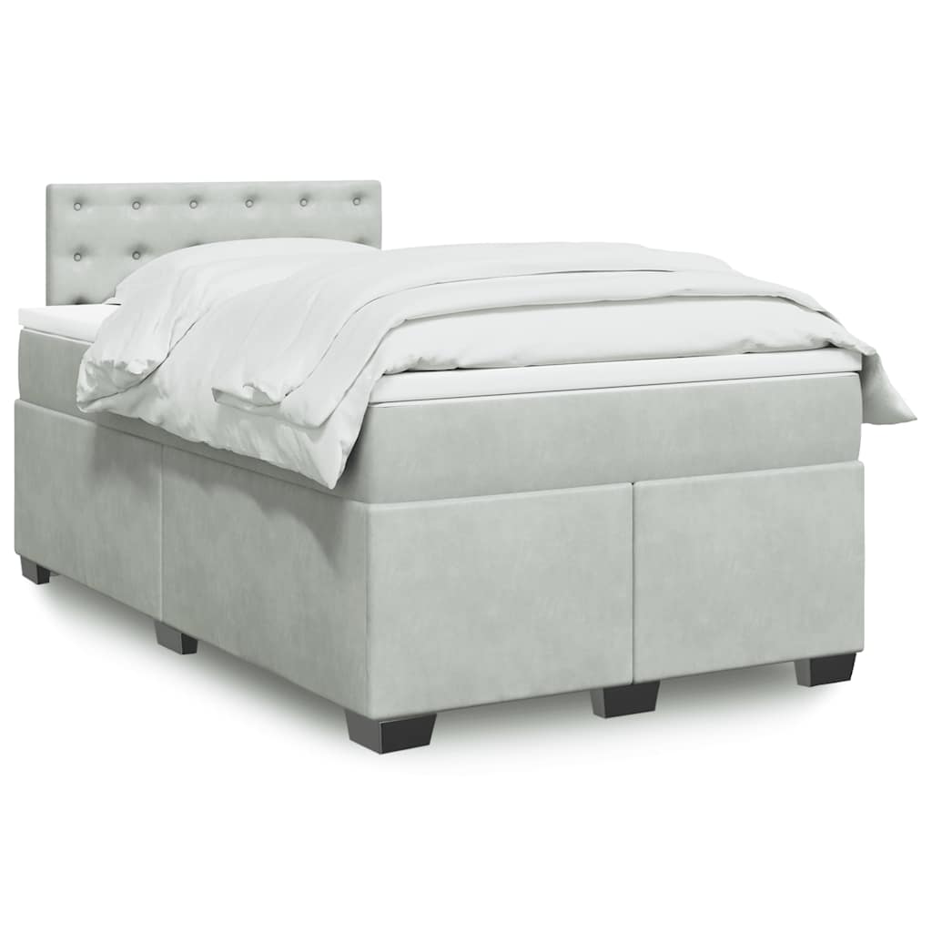 Boxspring met matras fluweel lichtgrijs 120x190 cm is nu te koop bij PeponiXL, paradijselijk wonen!