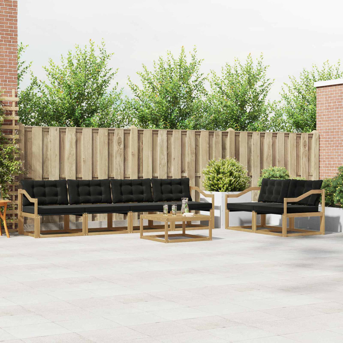 Buiten bankenset 7 pcs Wit en zwart 79 x 79 x 37 cm is nu te koop bij PeponiXL, paradijselijk wonen!