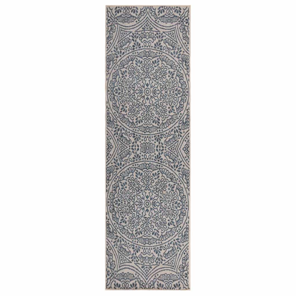 Buitenkleed met patroon platgeweven 80x250 cm blauw is nu te koop bij PeponiXL, paradijselijk wonen!