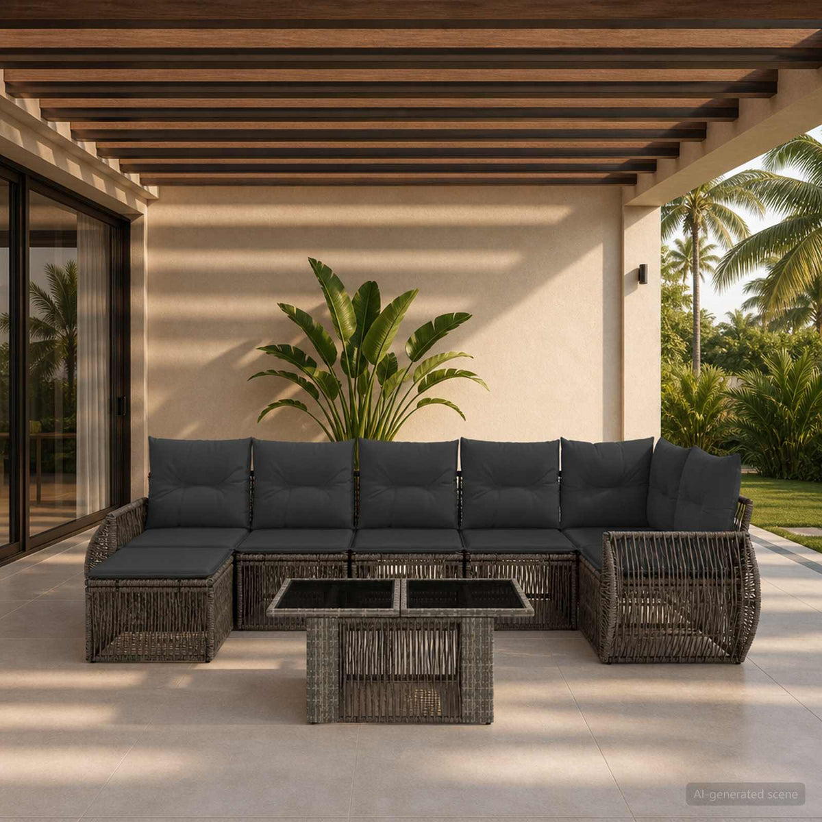 Tuinbankenset 8 st Grijs en Donkergrijs poly rattan is nu te koop bij PeponiXL, paradijselijk wonen!