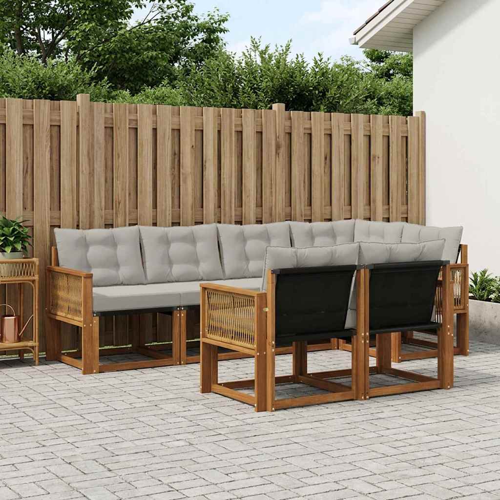 Buiten bankenset met kussen 7 pcs Naturel en lichtgrijs is nu te koop bij PeponiXL, paradijselijk wonen!