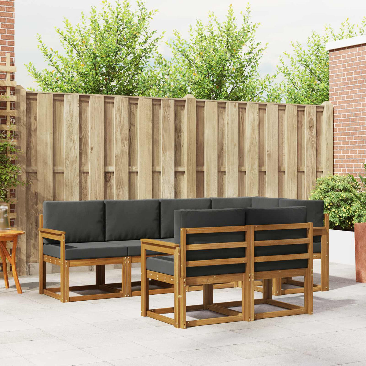Buiten bankenset met kussen 7 pcs Natuurlijk en Antraciet is nu te koop bij PeponiXL, paradijselijk wonen!
