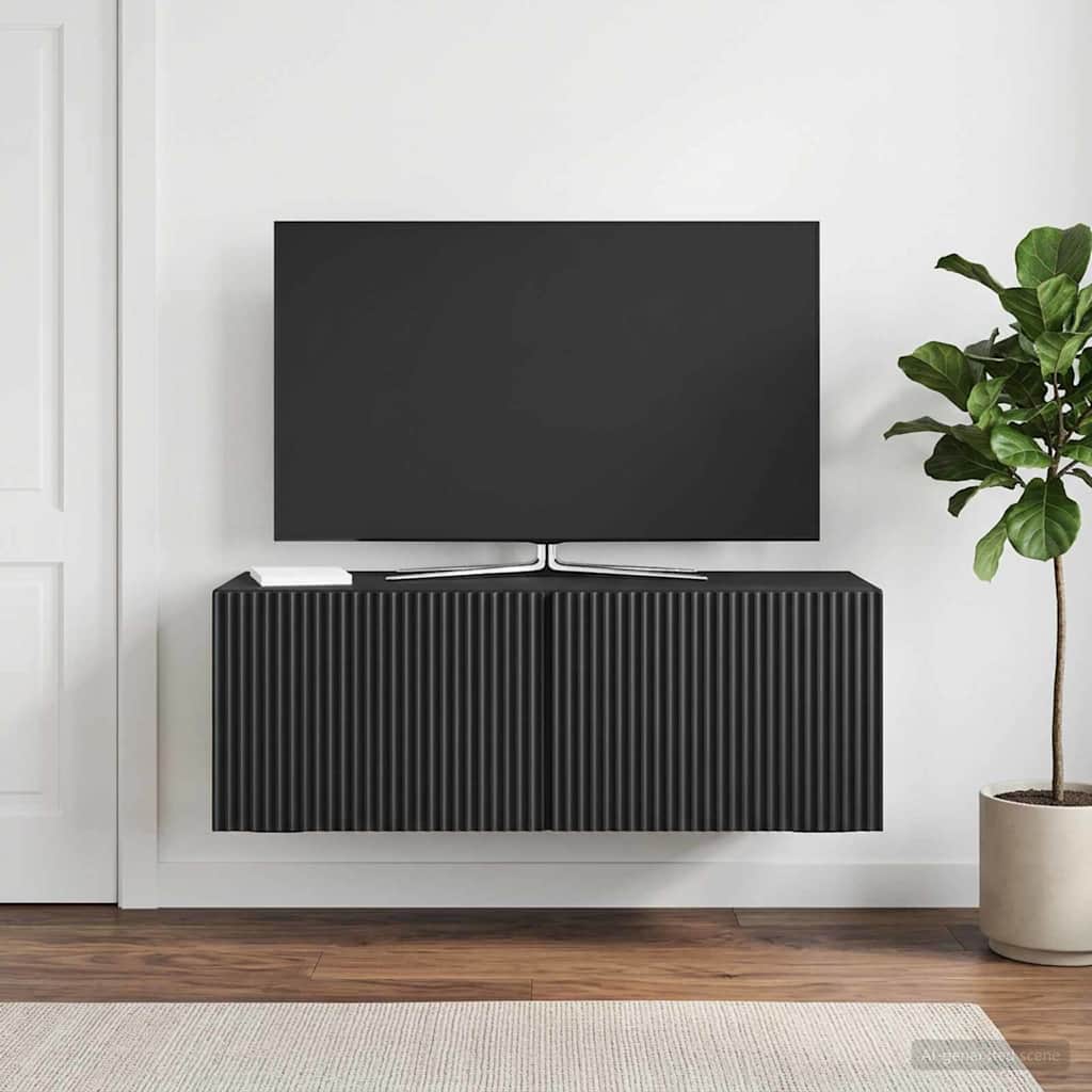 Wandbeugel TV-kast Zwart 78,5 x 31 x 30 cm Bewerkt hout is nu te koop bij PeponiXL, paradijselijk wonen!