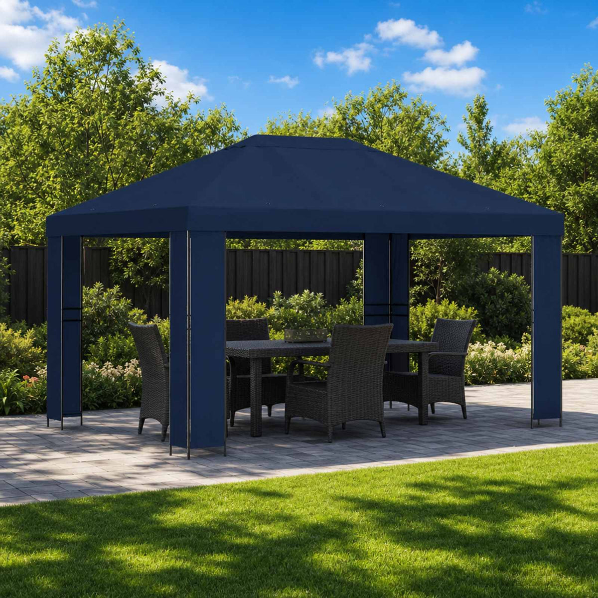 Prieel 4 × 3 m Blauw Polyester en staal 190 is nu te koop bij PeponiXL, paradijselijk wonen!