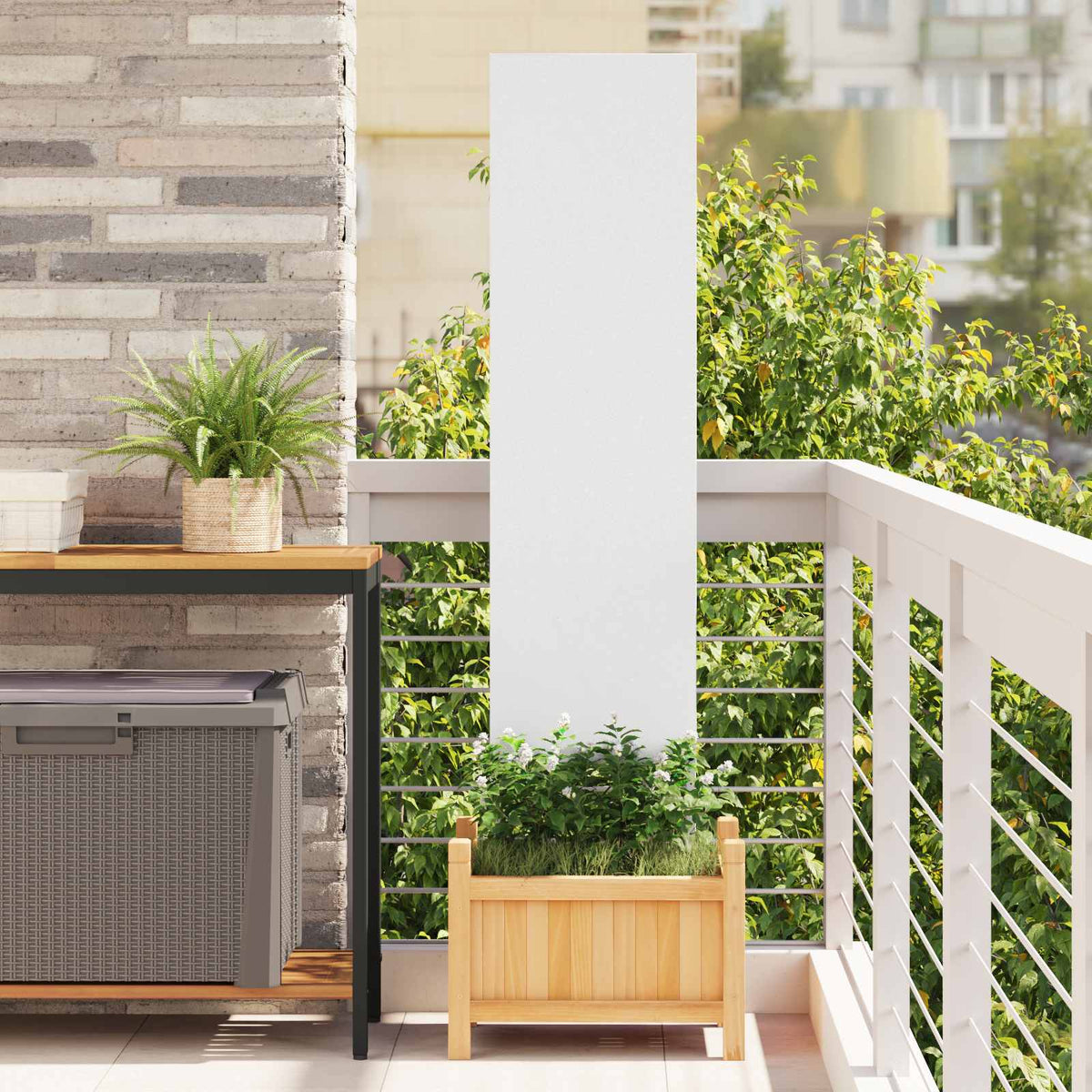 Tuin Privacy Screen Fretwerk Wit 32 x 140 cm Koudgewalst staal is nu te koop bij PeponiXL, paradijselijk wonen!