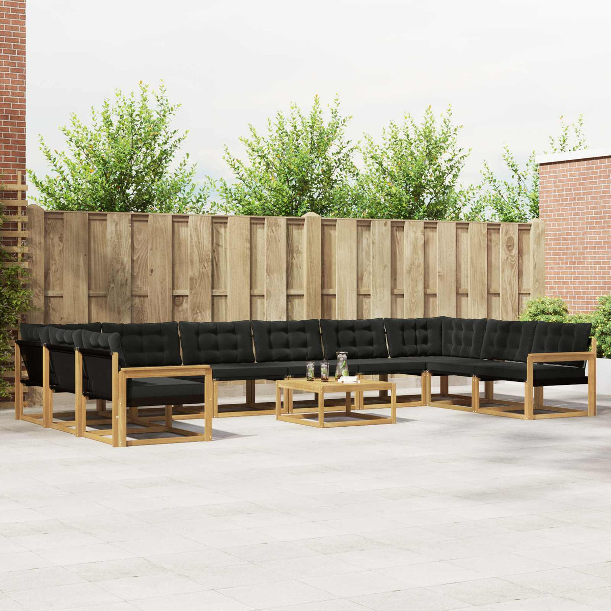Buiten bankenset met kussen 11 pcs Wit en zwart is nu te koop bij PeponiXL, paradijselijk wonen!