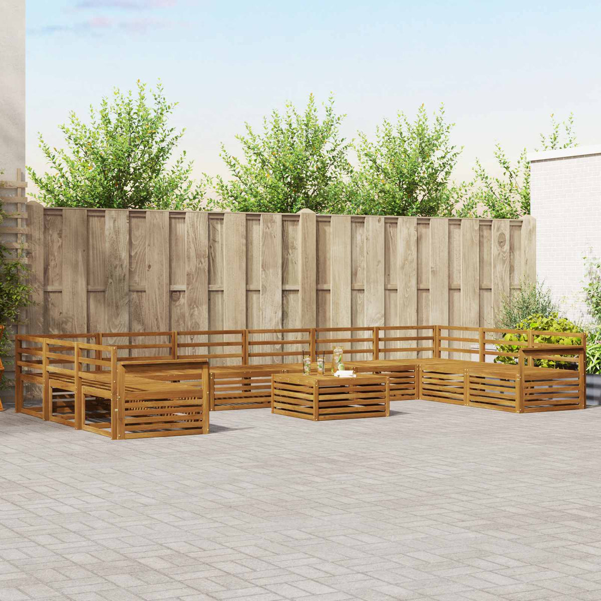 Sofa-Sets 11 pcs Naturel Massief Acaciahout is nu te koop bij PeponiXL, paradijselijk wonen!