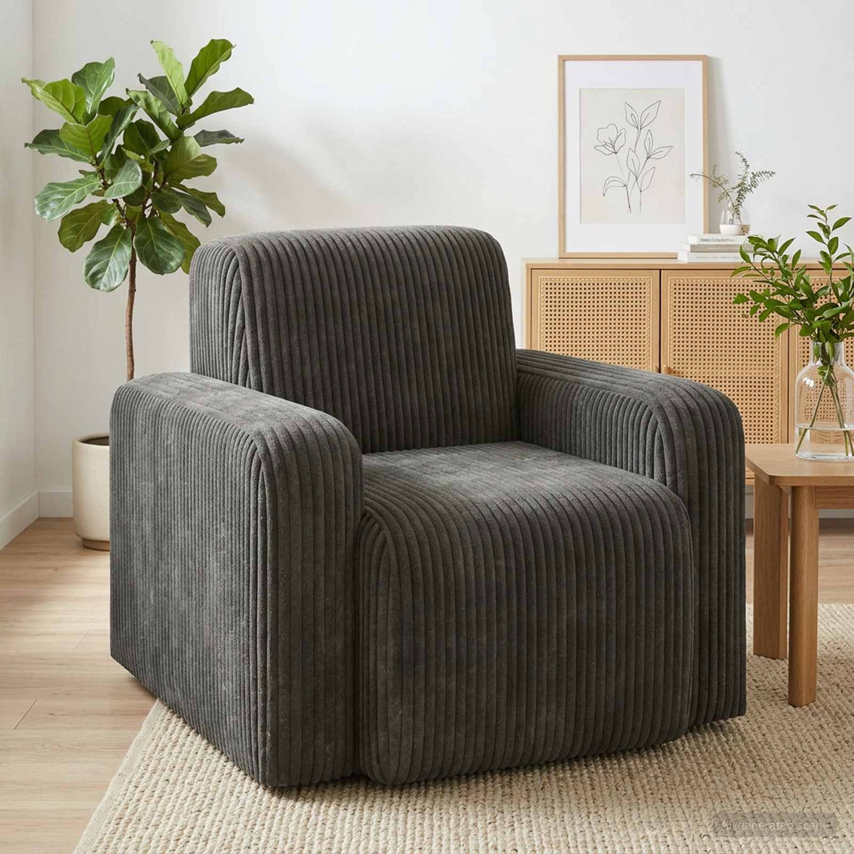 Fauteuil Antraciet corduroy is nu te koop bij PeponiXL, paradijselijk wonen!