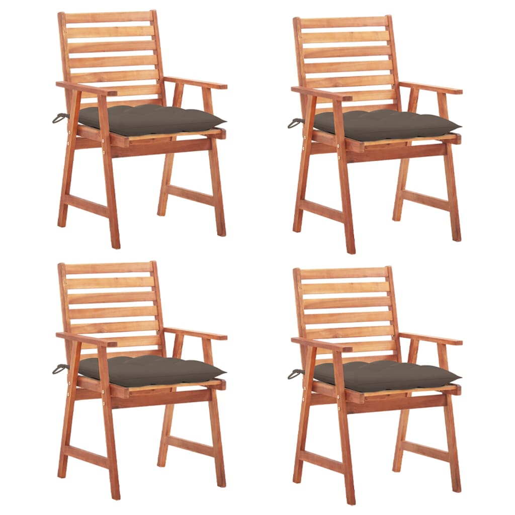 Tuinstoelen 4 st met kussens massief acaciahout is nu te koop bij PeponiXL, paradijselijk wonen!