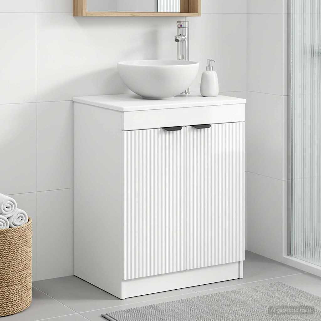 Badkamerkast Hoogglans Wit 54 x 41 x 70 cm Bewerkt hout is nu te koop bij PeponiXL, paradijselijk wonen!