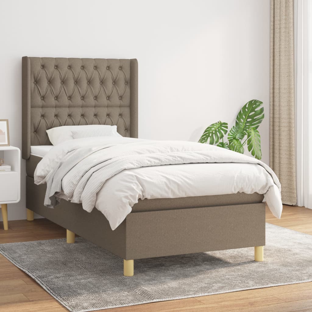 Boxspring met matras stof taupe 100x200 cm is nu te koop bij PeponiXL, paradijselijk wonen!