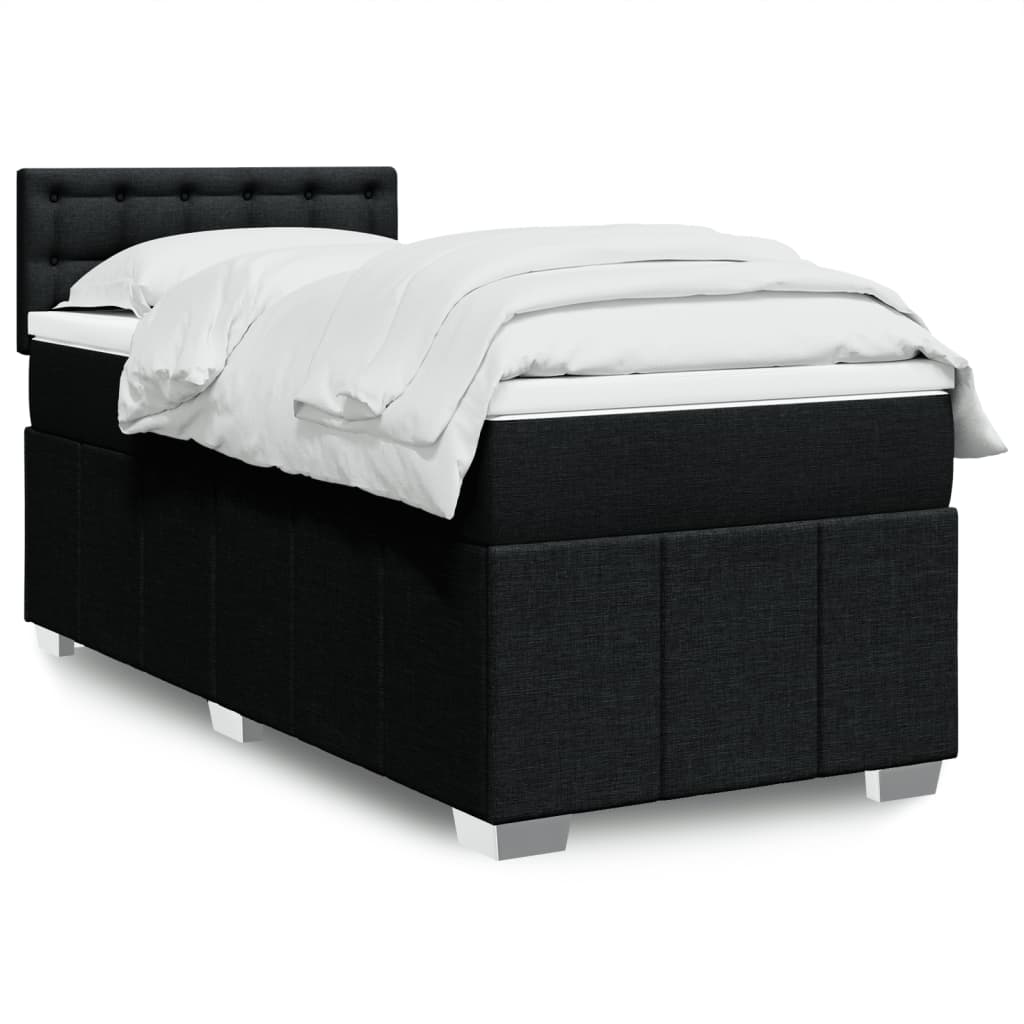 Boxspring met matras stof zwart 90x200 cm is nu te koop bij PeponiXL, paradijselijk wonen!